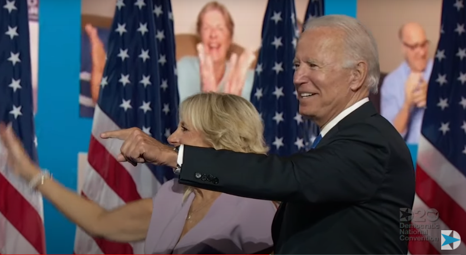 Joe and Jill Biden following the nominee's virtual convention address.