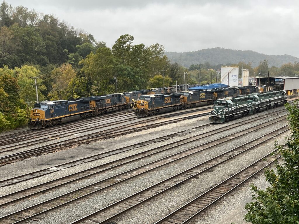 CSX and Appalachian & Ohio locomotives congregate in Grafton in October 2022.