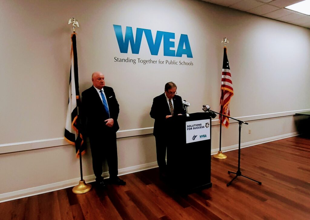 WVEA President Dale Lee and AFT-WV President Fred Albert discuss the findings of a series of focus groups held to find ways to improve public school education in West Virginia.