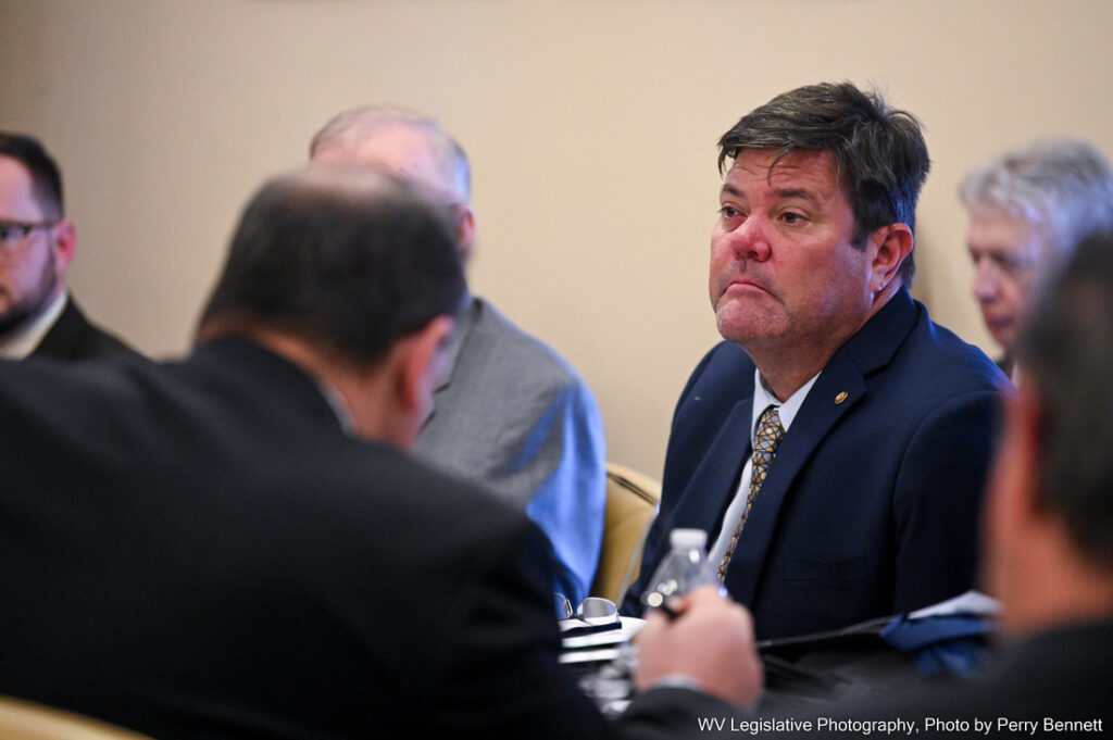 Del. Michael Hornby, R-Berkeley, listens to a speaker during a meeting of the House Education Committee on Jan. 25, 2023.