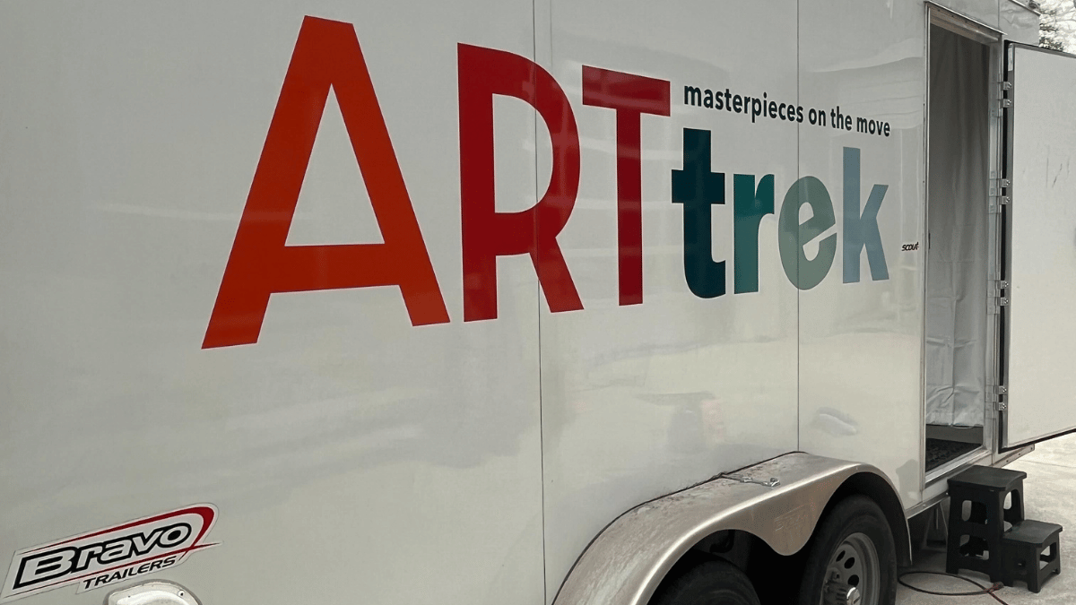 The exterior of the ARTTrek trailer, created by Shepherd University student Abby Bowman and based in Shepherdstown.