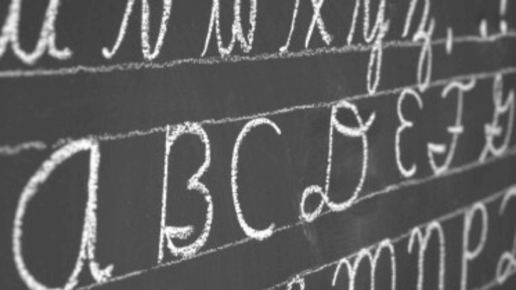 Cursive writing on a chalkboard