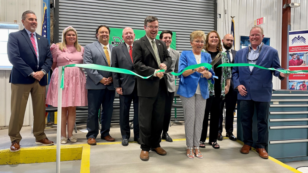 A picture of Appalachian Regional Commission federal Co-Chair Gayle Manchin taking part in a ribbon cutting ceremony at The Marshall Advanced Manufacturing Training & Education Center in South Charleston, W.Va.