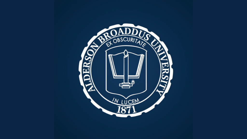 Alderson Broaddus University logo on a blue background.
