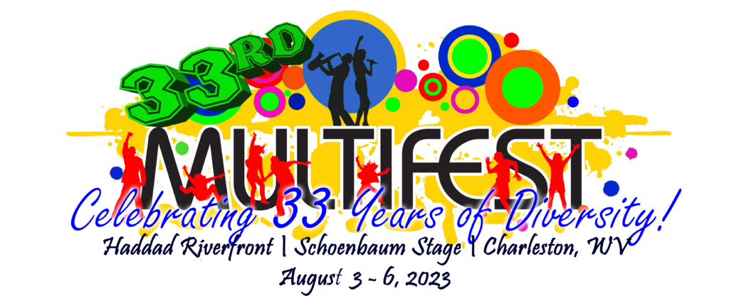 A colorful animated picture announcing the 33 annual Multifest celebration