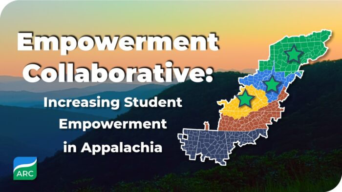 A sign with the words, Empowerment Collaborative and a map of West Virginia