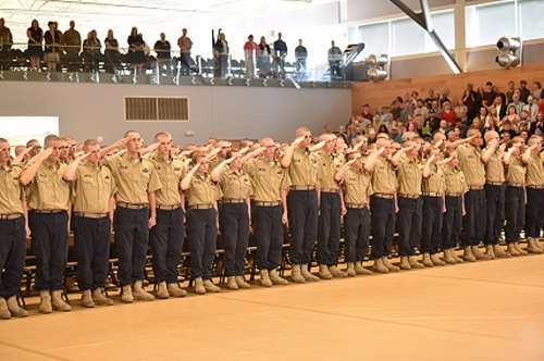 Lines of young people in uniform