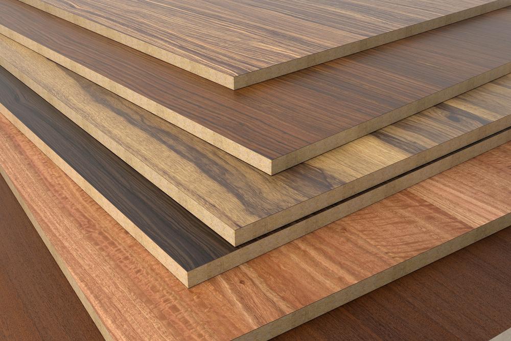A stack of wooden sheets