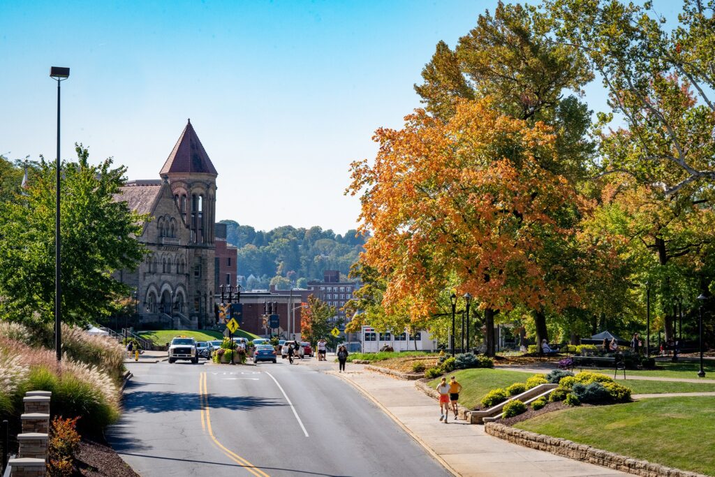 A street view of West Virginia University