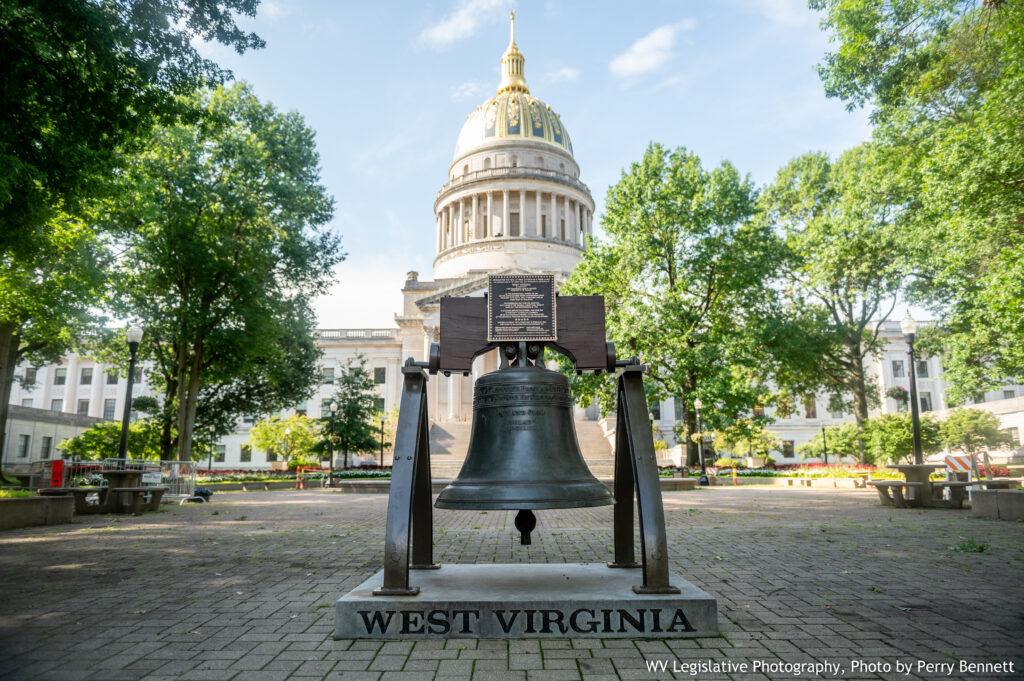 USS West Virginia Bell on display at the state capitol