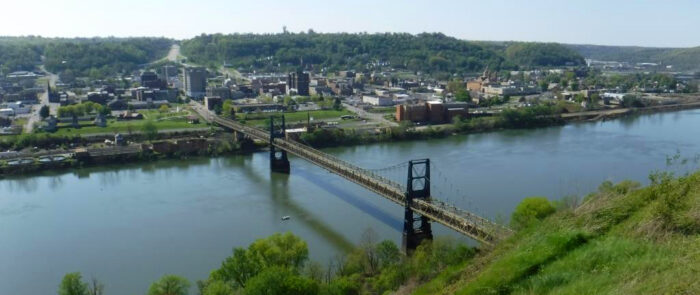 Bridge crossing wide river