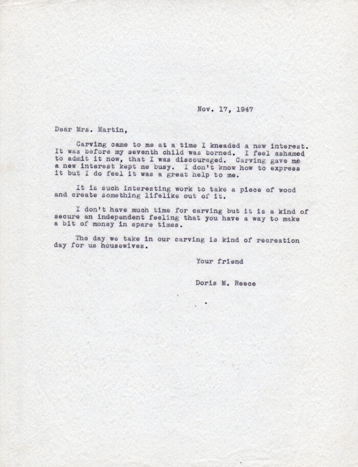 A photograph of a letter that appears to have been written on a typewriter.