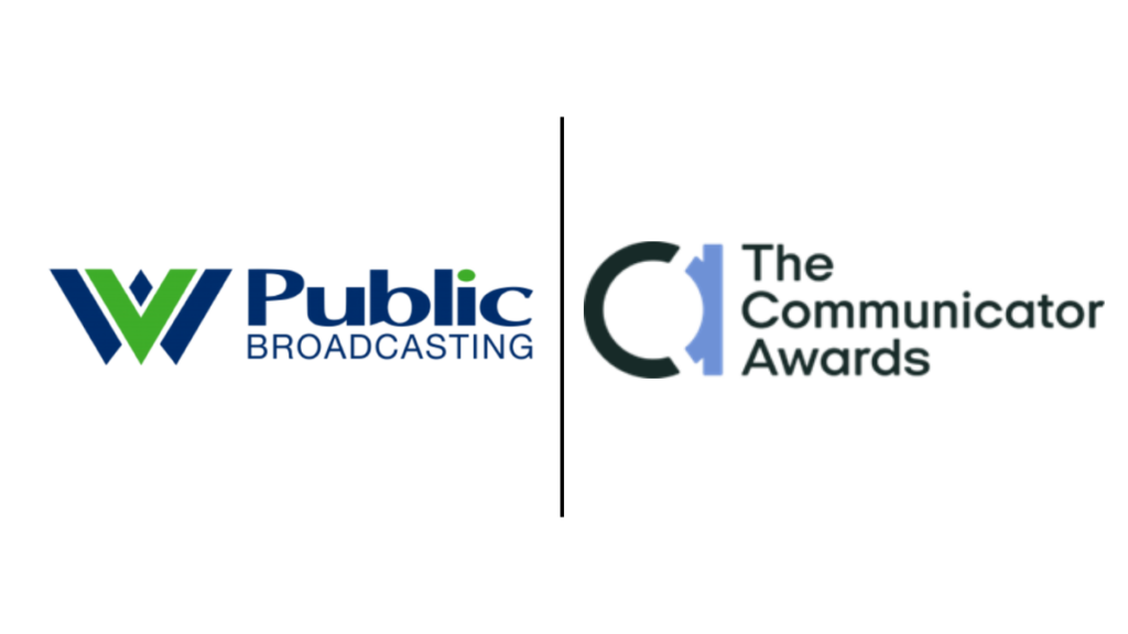 A simple graphic featuring the WVPB logo and the log for the Communicator Awards.