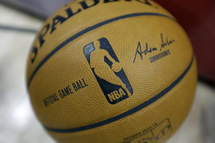 A close up image of a basketball.