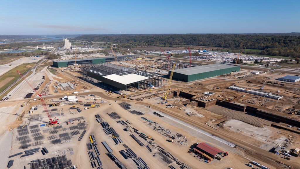 Aerial view on industrial site