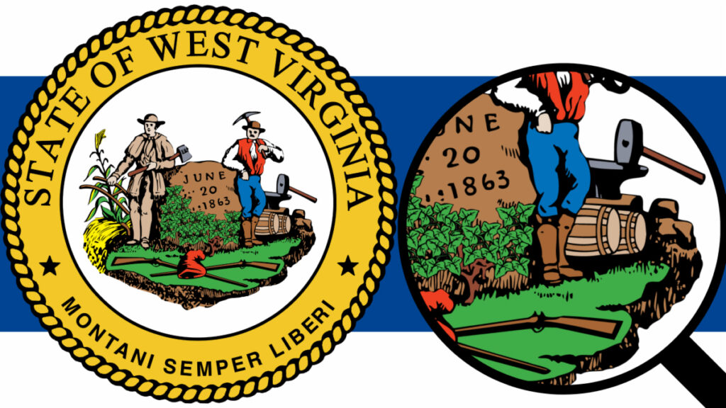West Virginia seal and a close up
