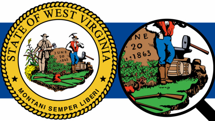 West Virginia seal and a close up