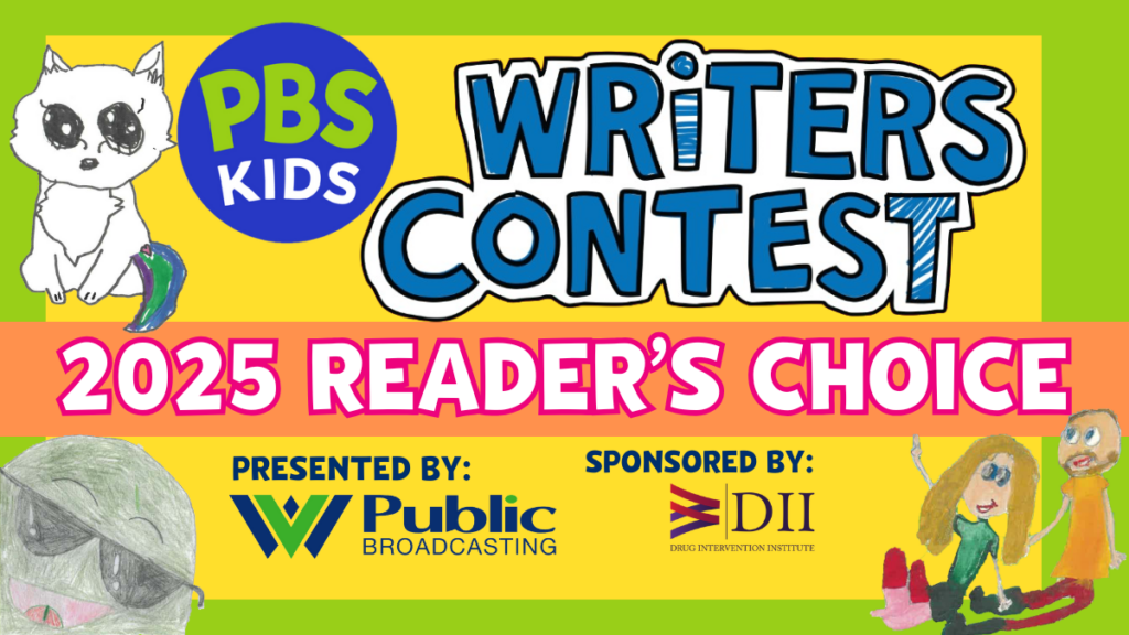 PBS KIDS logo with Writers Contest logo. 2025 Reader's Choice.