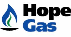 Blue and black logo for Hope Gas.
