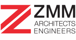 Red and black logo for ZMM Architects Engineers.