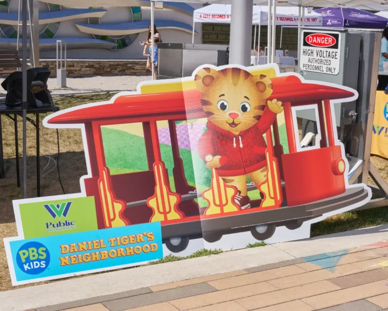 A Daniel Tiger cutout. The WVPB and PBS KIDS logos are also visible.