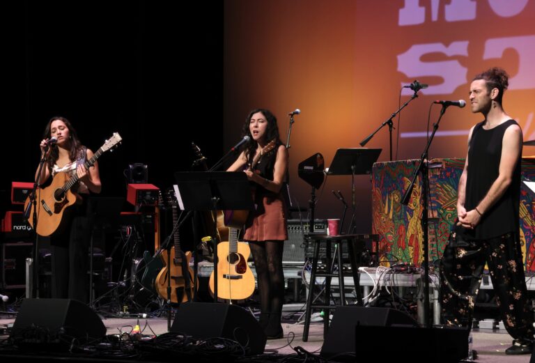 a band performs on stage