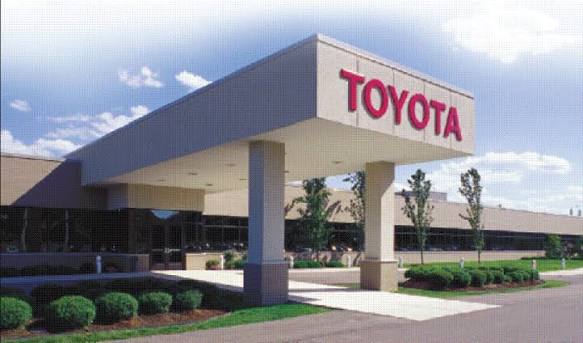 A stock image of the front of a Toyota building.
