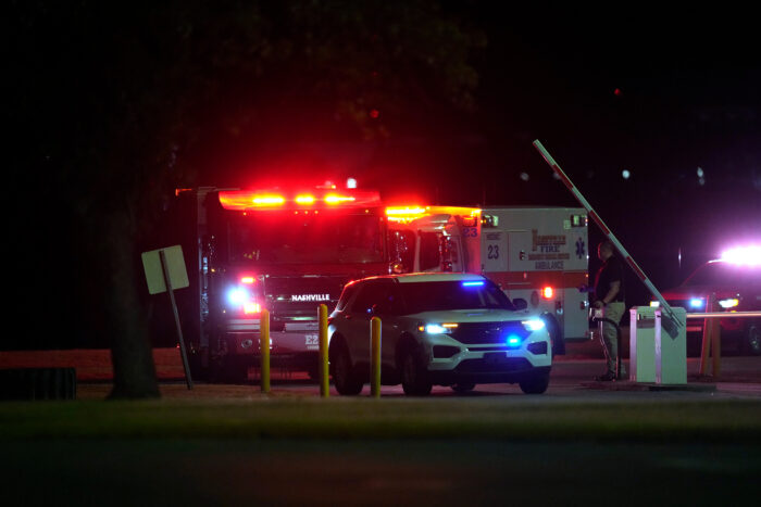 Ambulance lights at night