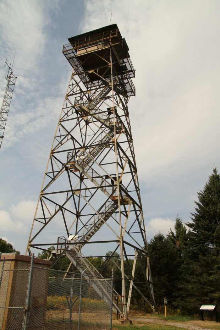 Steel frame structure rises 80 feet off the ground.