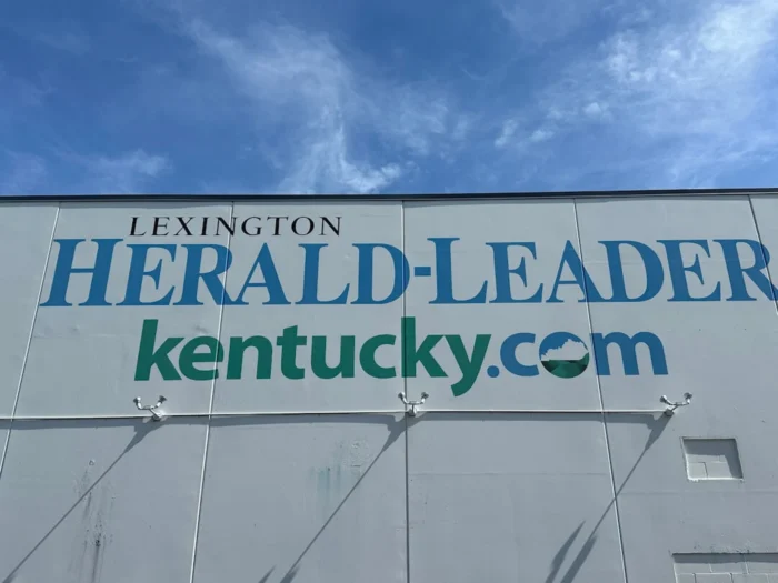The outside of a building that has the words, "Lexington Herald-Leader" and "kentucky.com."